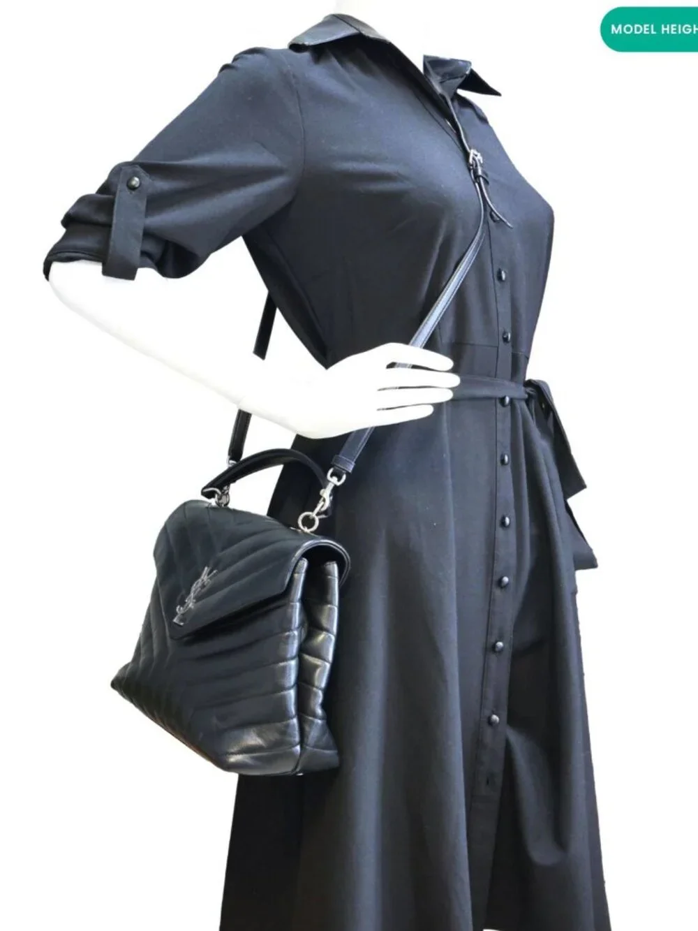 Yves Saint Laurent  Loulou Quilted Leather Top Handle Shoulder Bag Black